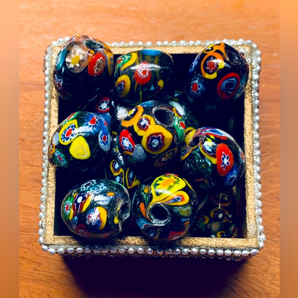 Large Hole Millefiori DIY Assorted Hand Painted Porcelain Beads (Lot of 10)